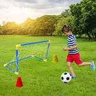 Set Mini Arco Futbol Niños Pelota Conos Incluidos Pleglable Azul