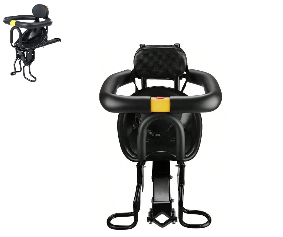 Silla Infantil Delantera Bicicleta Frontal Respaldo Niños Negro