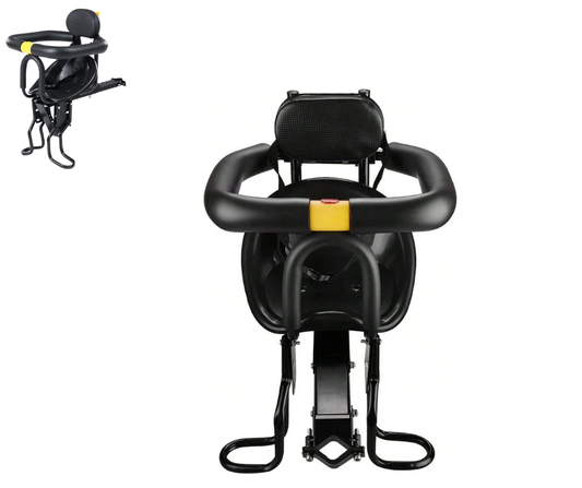 Silla Infantil Delantera Bicicleta Frontal Respaldo Niños Negro