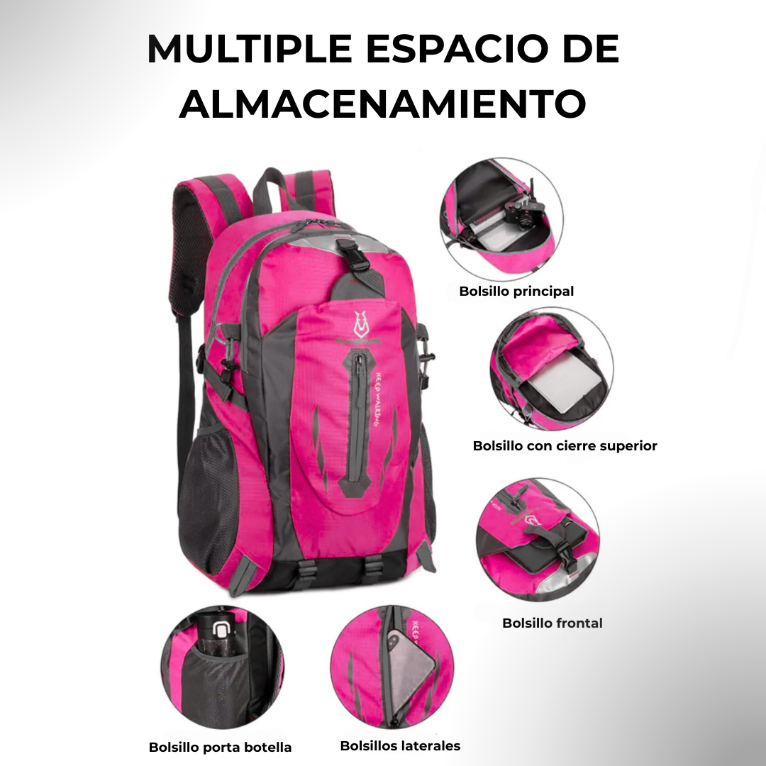 Mochila Outdoor Mujer 30l Impermeable Senderismo Camping Fucsia Liso