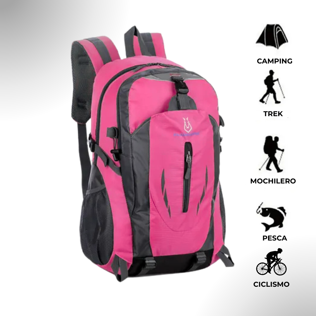 Mochila Outdoor Mujer 30l Impermeable Senderismo Camping Fucsia Liso