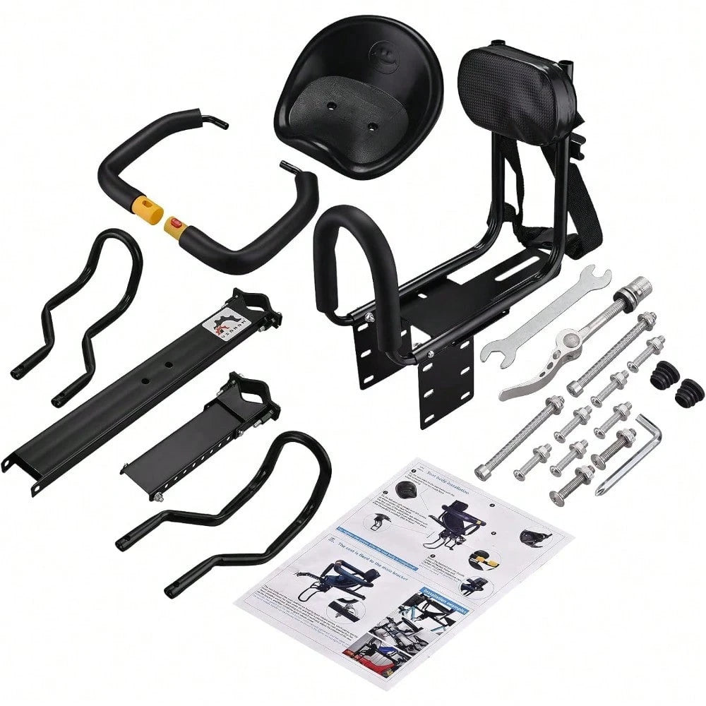 Silla Infantil Delantera Bicicleta Frontal Respaldo Niños Negro