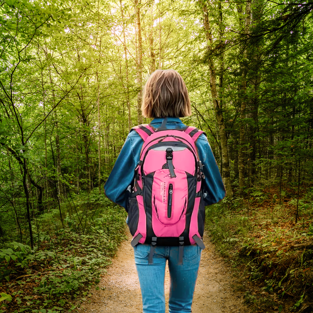 Mochila Outdoor Mujer 30l Impermeable Senderismo Camping Fucsia Liso