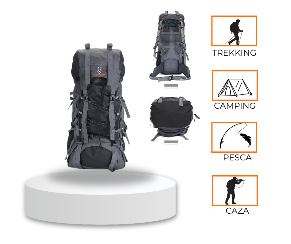 Mochila Trekking 60 Litros Impermeable Outdoor Camping  Liso