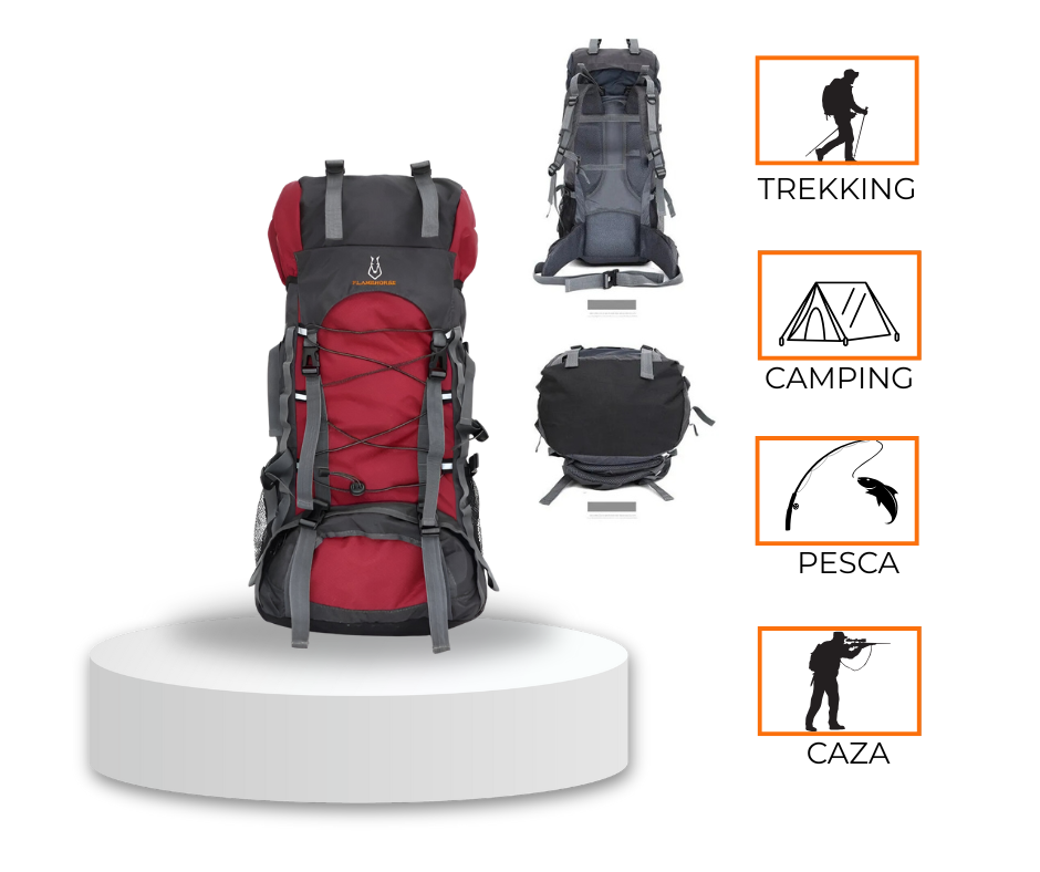 Mochila Trekking 60 Litros Impermeable Outdoor Camping  Liso