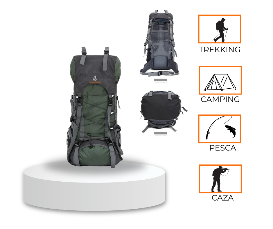 Mochila Trekking 60 Litros Impermeable Outdoor Camping  Liso