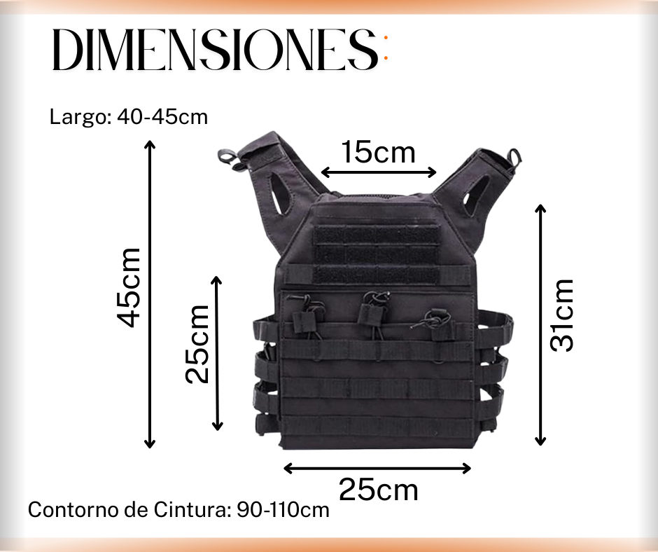 Chaleco Táctico Militar Porta Placas Molle Airsoft Paintball