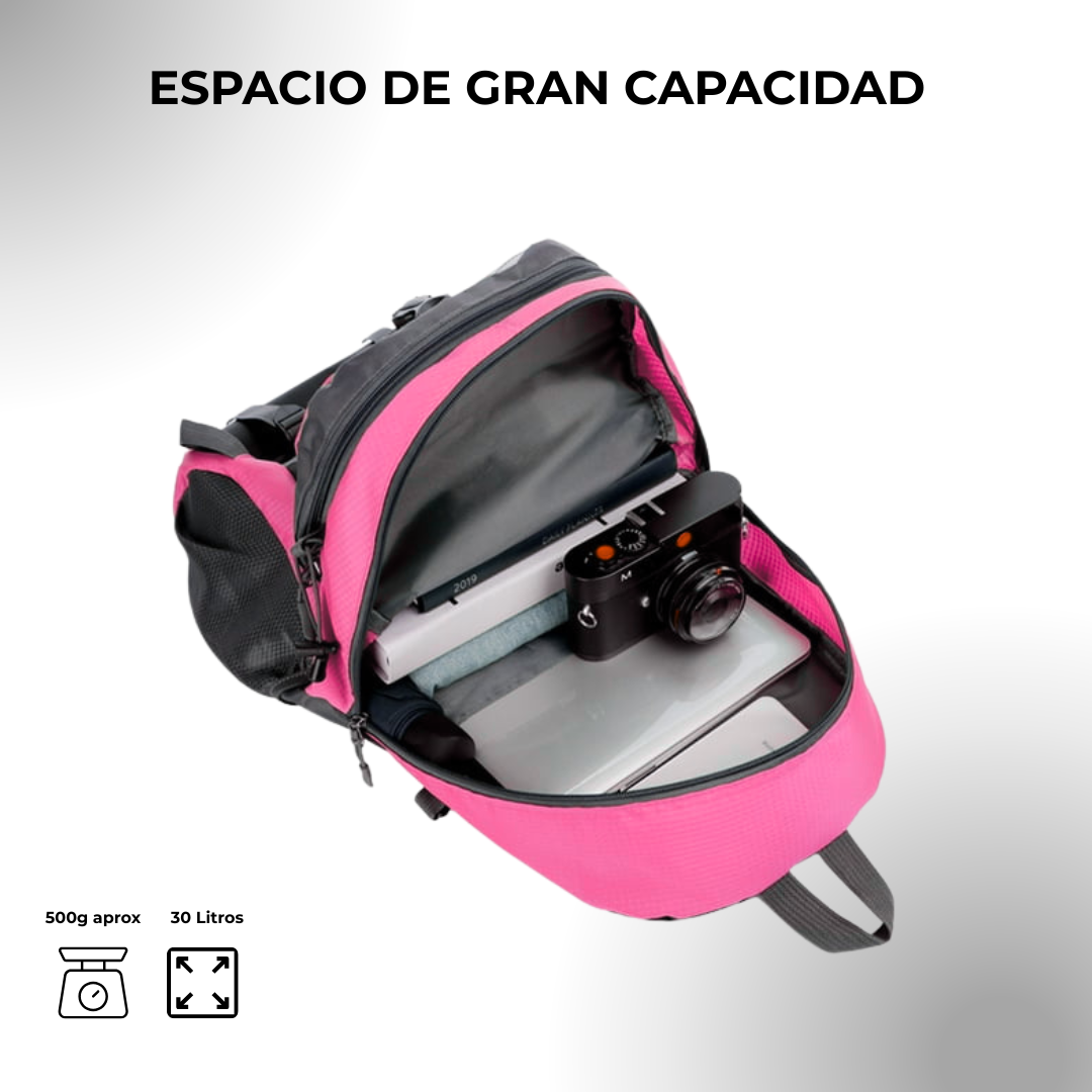 Mochila Outdoor Mujer 30l Impermeable Senderismo Camping Fucsia Liso