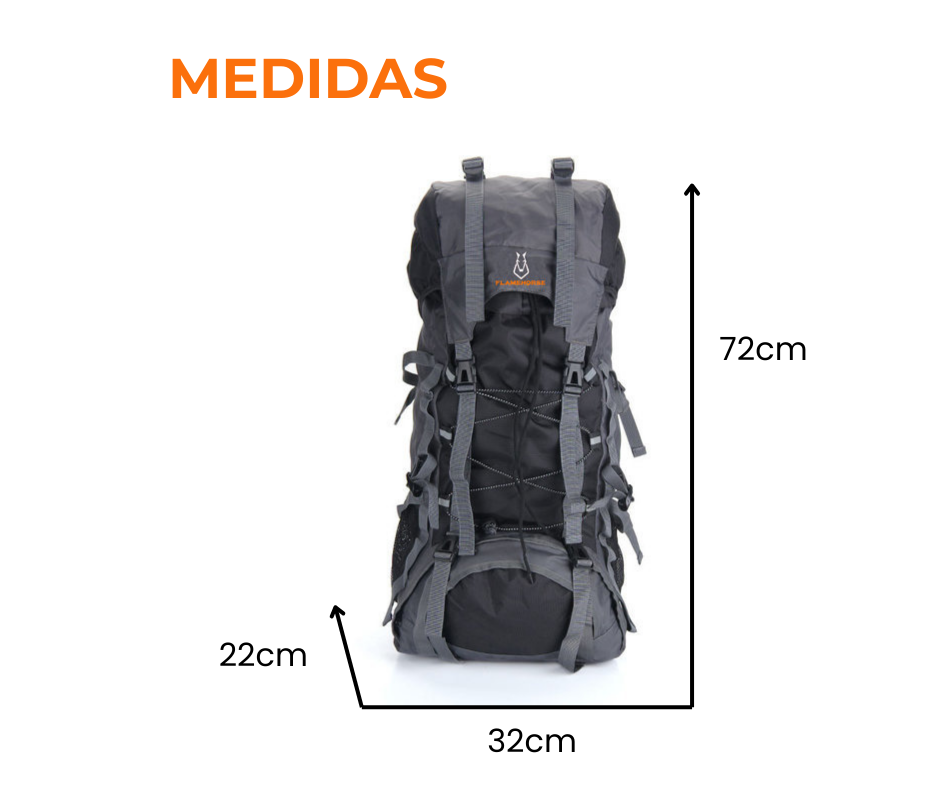 Mochila Trekking 60 Litros Impermeable Outdoor Camping  Liso