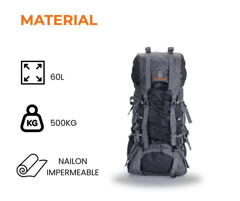 Mochila Trekking 60 Litros Impermeable Outdoor Camping  Liso
