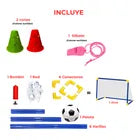 Set Mini Arco Futbol Niños Pelota Conos Incluidos Pleglable Azul
