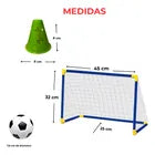 Set Mini Arco Futbol Niños Pelota Conos Incluidos Pleglable Azul